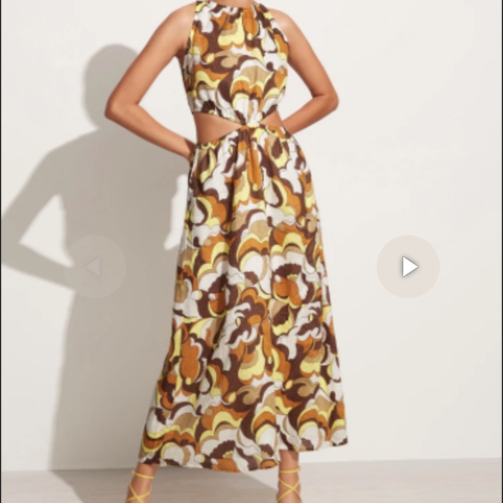 New Anthropologie Faithfull the Brand Trapani Linen Maxi Dress Cutout Retro